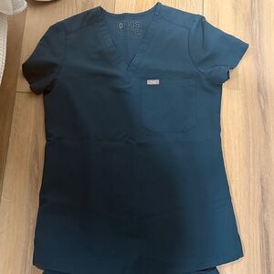 Figs Deep Blue V-Neck Scrub Top